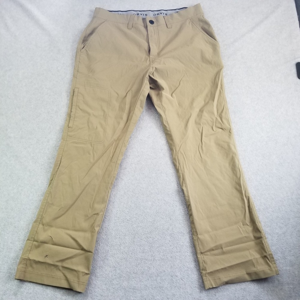 Orvis Pants Mens Size 36 Tan Khaki Nylon Spandex Stretch Hiking Cargo Utility